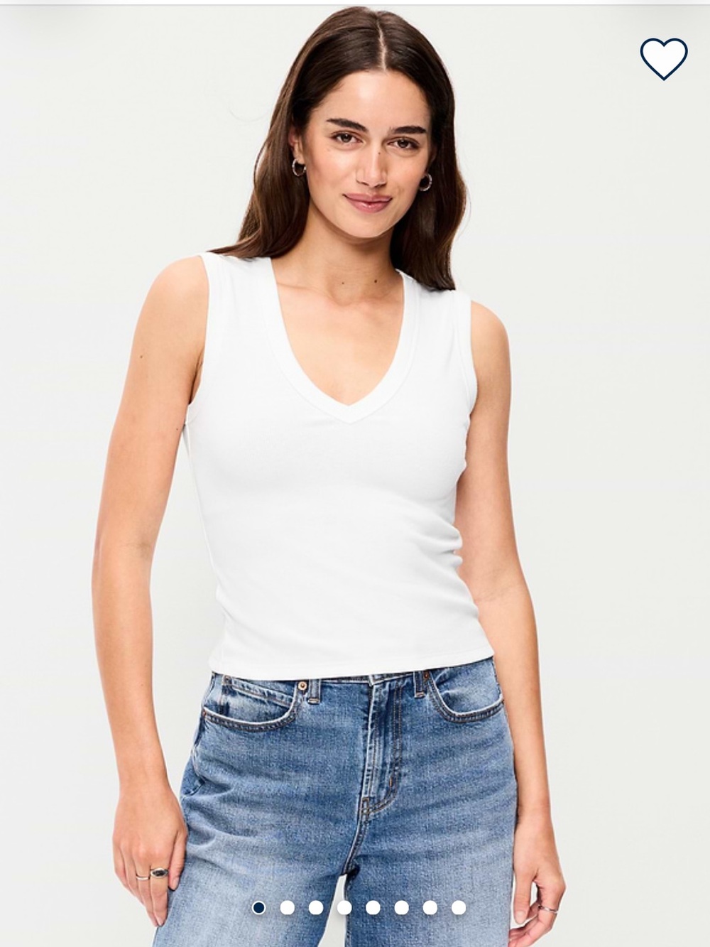 Old Navy White V-Neck Ribbed Tank Top